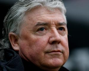 Newcastle manager Joe Kinnear looks on during the Barclays Premier League match between Newcastle...
