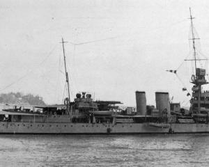 Light cruiser HMS Dunedin on a visit to its namesake city in May 1924. — Otago Witness, 6.5.1924