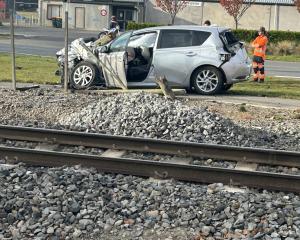 The driver of a Toyota Corolla walked away after a crash with a train at the Browns Rd crossing...