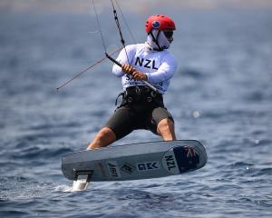 Lukas Walton-Keim taking part in a kite race in Marseille last year. Photo: Getty Images 