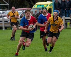 Maniototo loose forward Ryan Becker makes a charge during a Central Otago premier club rugby game...
