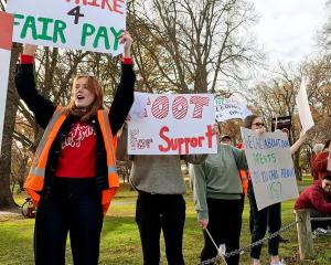 NZ Blood Service employees picket for fair pay on Moorhouse Ave in Christchurch on Friday...