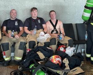 Oamaru Volunteer Fire Brigade firefighters (from left) Ricky Whyte, Taylor Banks and Brad...