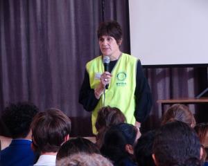 Ryda programme co-co-ordinator Liona Stanicich speaks during the Ryda Road Safety Day in Oamaru...