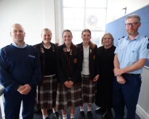 Attending the Loves-Me-Not workshops at Waitaki Girls’ High School this week are (from left)...