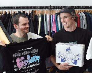 The Print Room co-owners Jon Thom (left) and Chris Brun showcase some of their printed...