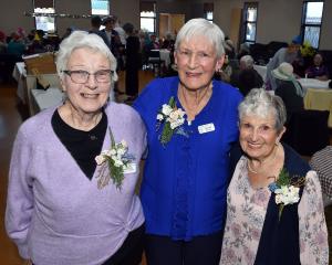 Dunedin South Ladies Probus members (from left) Gay Dungey, Diane Paull and Connie Watson were...