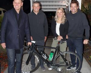 In Queenstown last night ahead of today’s Westpac Chopper Bike Ride are (from left) broadcaster...