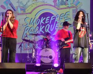 Kaikorai Valley College’s Red Rekord band (from left) Catherine McLeod, Euwen Roberts, Auryn...