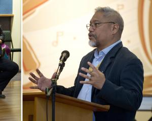 Green MP Teanau Tuiono discusses a Samoan citizenship Bill with a Dunedin audience on Saturday....