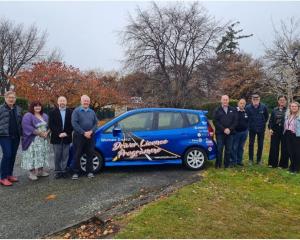 Inspecting the Waimate district’s driver licence programme’s new car (from left) are Rotary Club...