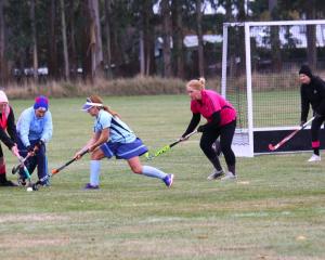 The Temuka Maggies (pink) in action against Maniototo. PHOTOS: SUPPLIED