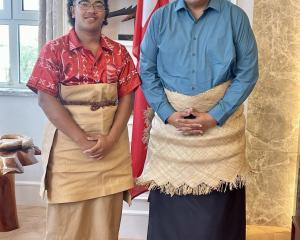 Former Timaru Boys’ High School head boy Stephen Latu with Tongan Prime Minister and former pupil...