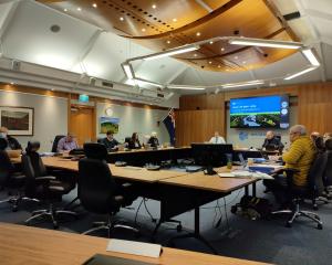 Waimakariri district councillors at a Long Term Plan meeting on Tuesday morning. Photo: David...