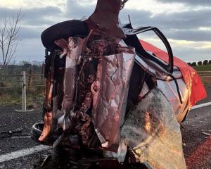 The scene the crash on State Highway 3 south of Ōhaupō. Photo: Supplied/NZ Police
