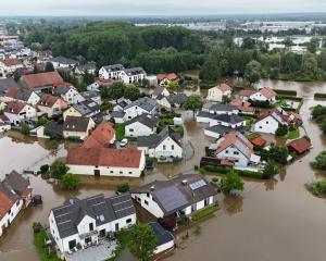 A flood-affected area at the Paar River following heavy rain in Gotteshofen near Ingolstadt,...