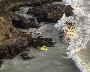 The boat got into trouble in the sea off Taiaroa Head on Otago Peninsula this morning. Photo:...