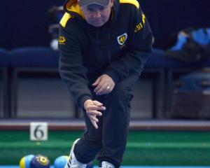 Ben King sends one down during the North East Valley premier mixed pairs tournament at the...
