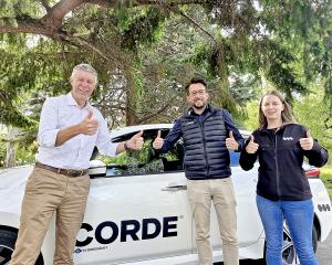 Star Media regional manager Steve McCaughan with CORDE construction general manager Andrew Loader...