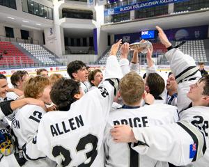 New Zealand players celebrate victory at their world tournament in Turkey yesterday. PHOTO:...