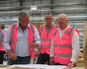 Hector Egger New Zealand directors Tristan Franklin (left) and Stephan Mausli show Prime Minister...