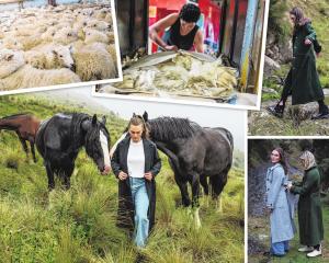Behind-the-scenes images from a photo shoot on East Otago farmland for Ater woollen coats: bottom...