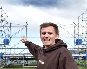 Baseline Festival co-founder and director Hamish Todd helps prepare one of the stages for...