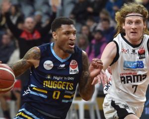 Otago Nugget Todd Withers in action during a NBL match against the Canterbury Rams in 2023. Photo...