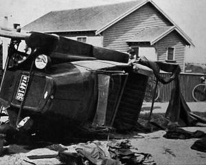 A car which overturned in Christchurch following a tyre blowout, causing the deaths of two West...