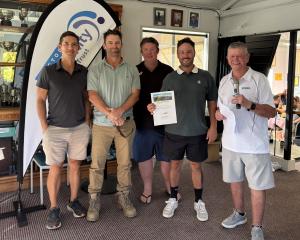 The winning Summit Drainage team of (from left) Sam McKenzie, Garth Lawrence, Eric Stanfield and...