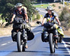 American cyclists Nivaun Rahne and Deborah Rigg pedal down Brighton Rd as they explore New...