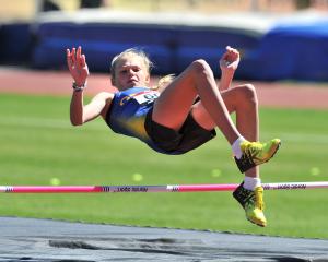Otago’s Zoe Reinds shows the form that took her to fifth in the women’s under-16 high jump...