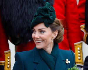 Catherine, Princess of Wales attends the St Patrick's Day Parade at Wellington Barracks in London...