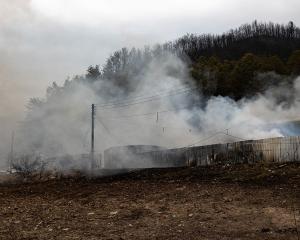The village of Gogok-ri in Ima-myeon, Andong, North Gyeongsang, is completely destroyed by a...