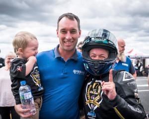 Family winners husband and wife Jake and Avalon Lewis (pictured with son Nash) won the 600...