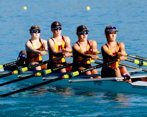 Adrian Riepen expects the girls under 17 quad to be contenders at the Maadi regatta. From left:...
