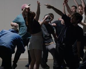 Jeremy Beck, a group of friends and professional dancers rehearse at Portobello’s hall. Photo:...