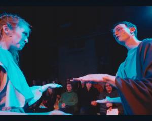 Elisa Jones and Josiah Morgan perform in William Shakespeare's Julius Caesar (Images from...
