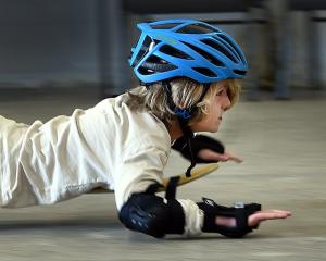 Fledgling skater Leif Hill, 10, of Dunedin, takes a skateboard for a spin during a Saturday...