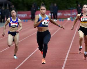 Zoe Hobbs storms home wins the senior Womens 100m etre final during the 2025 New Zealand Track...