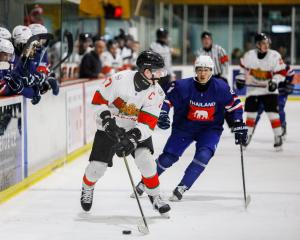 Ice Blacks defender Callum Burns in action against Chinese Taipei in their opening game of the...