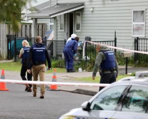 Police at the scene in West Auckland this morning. Photo: RNZ