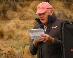 Glens of Tekoa Station’s Beau McRae tells a large crowd about the early days of farming in the...