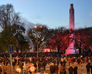 Crowds gathered at the cenotaph in Queen's Gardens for the annual Anzac Day dawn service last...