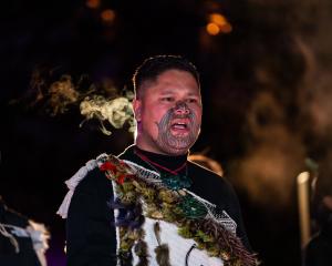 Thomas Aerepo-Morgan delivers a Matariki karakia during the national hautapu ceremony at Treble...