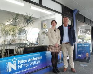 Waitaki Youth MP Enya O’Donnell, 16, and Waitaki MP Miles Anderson outside his Oamaru office....