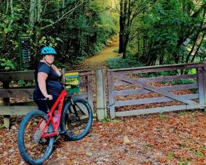 Reefton Mountain Biking Club spokeswoman Jo Newbury, at the entrance to Murray Creek track...