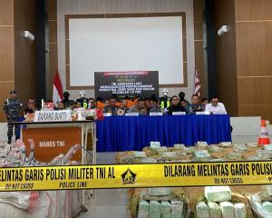 Methamphetamine and cocaine seized last week. Photo: Indonesian Naval Force via Reuters 

