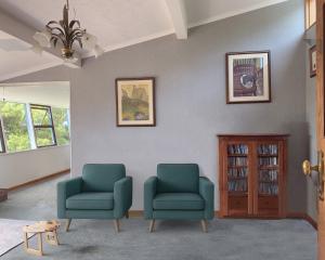 The north-facing living room of Monica and Cecil Barham's Invercargill home, "Telesis". PHOTOS:...