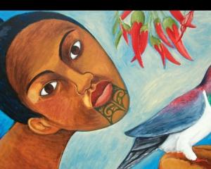Māori Woman with Cabbage Tree and Wood Pigeon, Robyn Kahukiwa, 2004. Photo: supplied